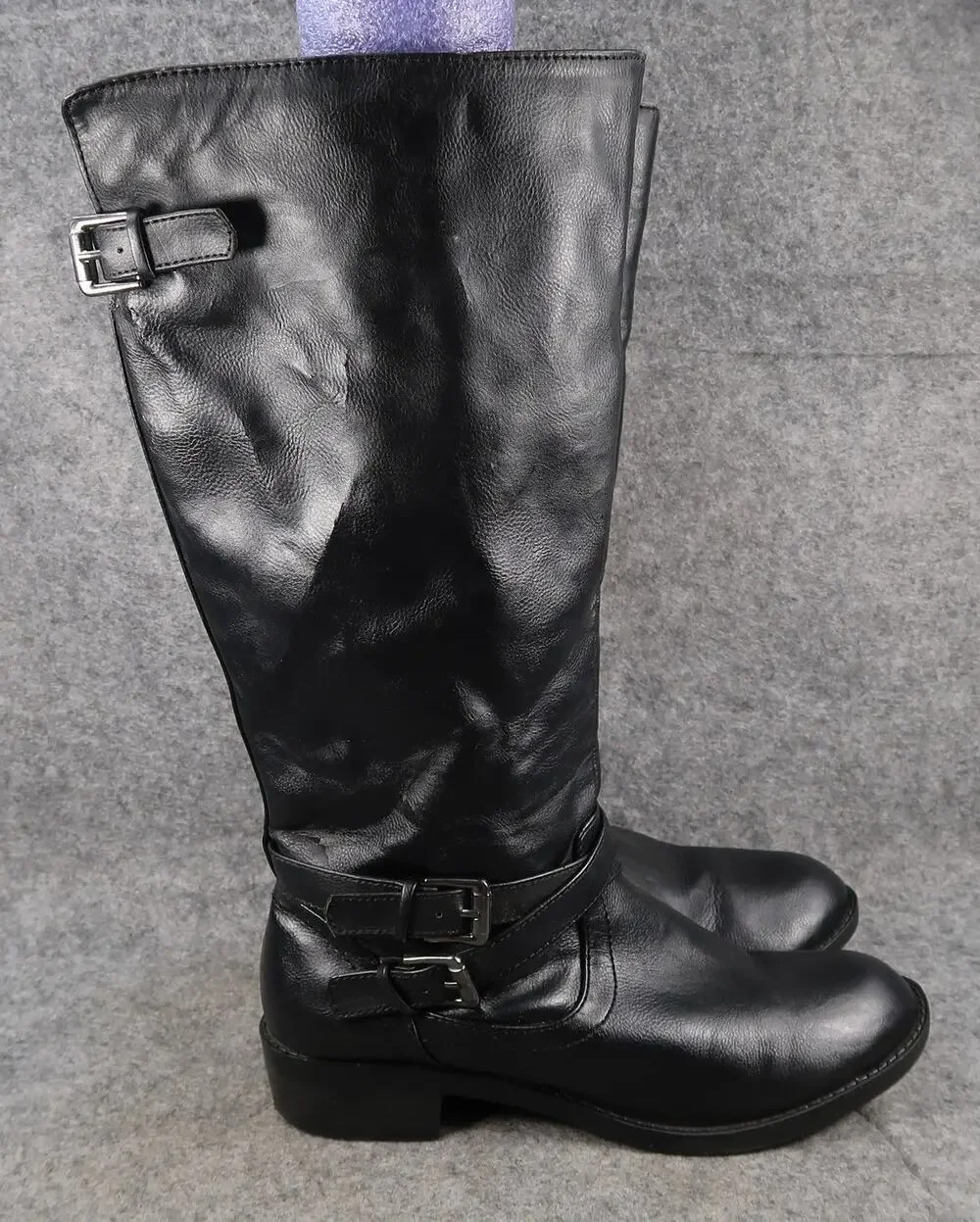 Soda Shoes Big Kid 4 Riding Boots Black Knee High Tall Round Toe Buckle Side Zip